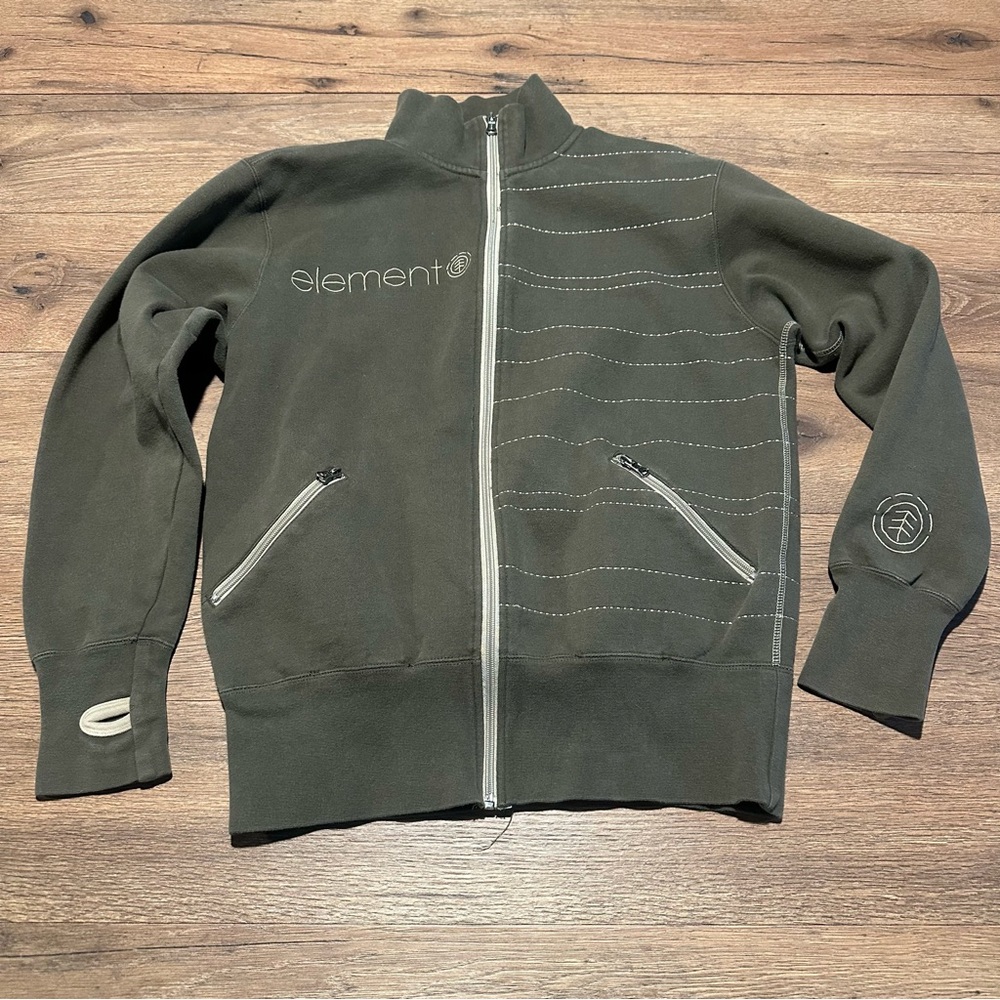 Y2K‎ Element Olive Green Full-Zip Sweatshirt Jacket M